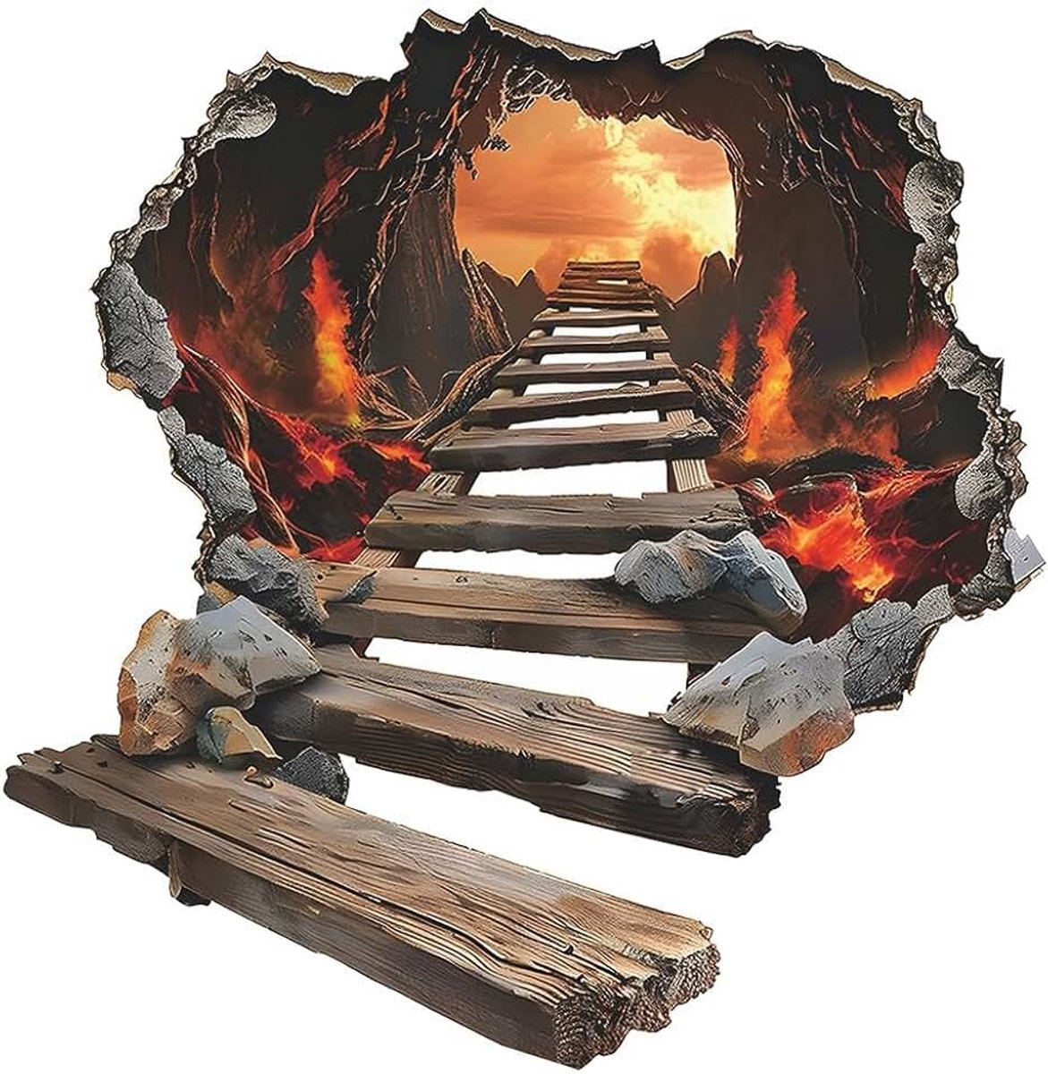 3D Muursticker Volcano Vloersticker Magma Grot Brug voor Kinderkamer Woonkamer Slaapkamer Wanddecoratie (Volcano)