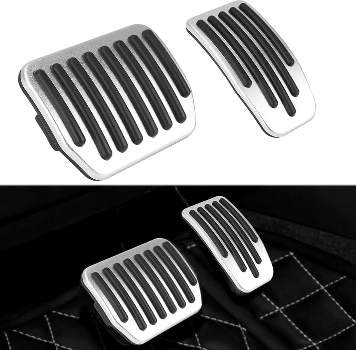 Pedalen voor Tesla Model 3 (2017-2026) & Model Y (2020-2026) | Aluminium antislip trapas gas en rem voor Model 3 Highland & New Model Y Juniper (zilver)