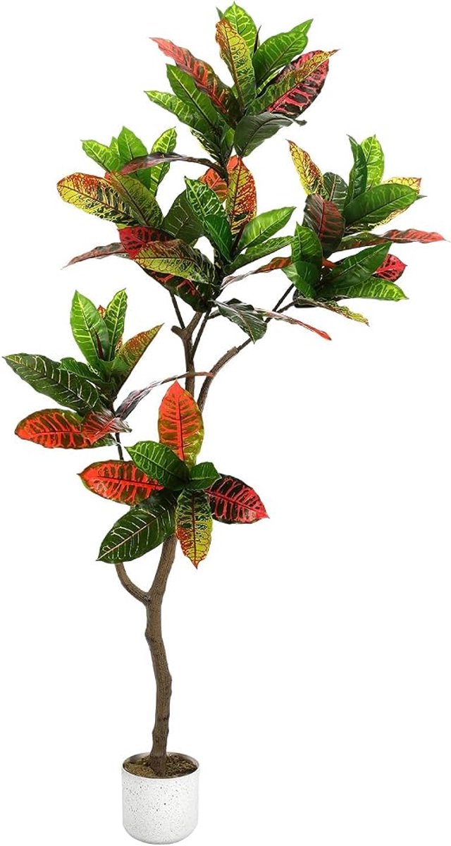 Triumpunpre - Kunstplant 150 cm in pot - PEVA materiaal - voor binnen en buiten, kamer decoratie, uitgeklapte afmetingen 150×12,8×15 cm, kleurrijke bladplant voor woonkamer, tuin en kantoor