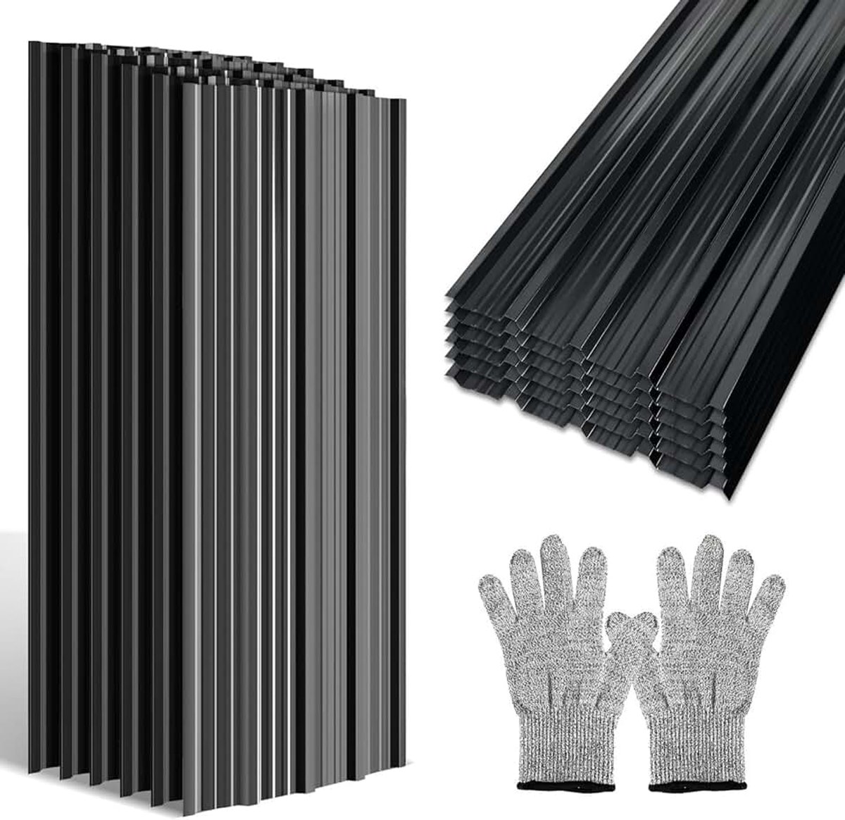 Dakplaten, 12 stuks, 129 × 46 cm, dakplaatset van verzinkt staal, ca. 7 m², golfplaat, profielplaat voor tuinhuis, carport, schuur, wandbekleding, antraciet