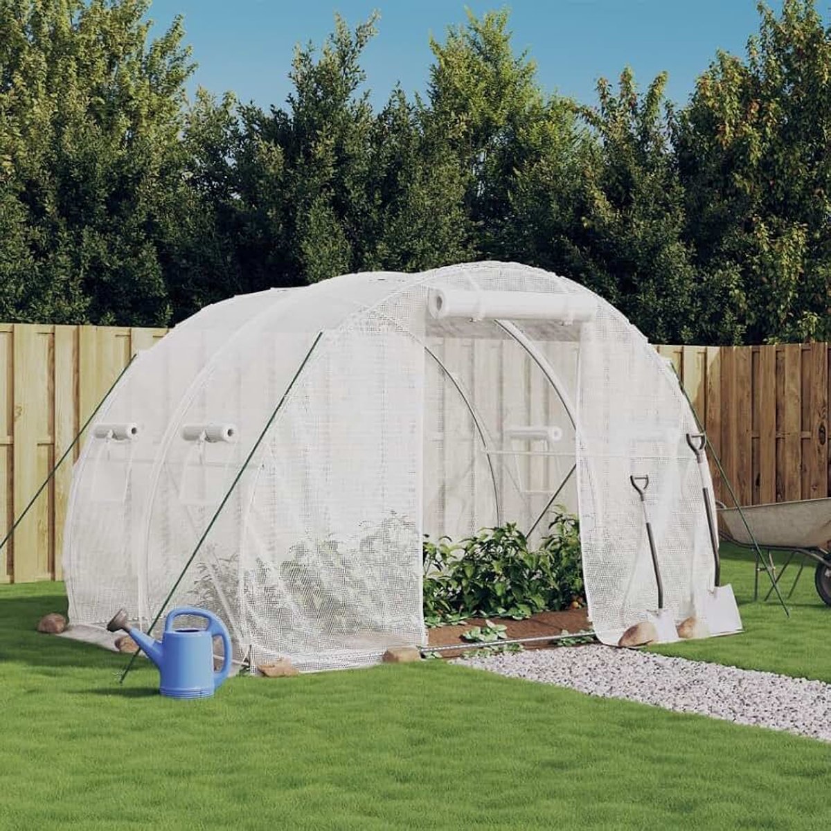 Broeikas met stalen frame, wit, 6 m², 3 x 2 x 2 m, tuinhuisje, plantenkwekerij, serre, achtertuin, buiten, tuin, warme kamerplanten, kweekhuis