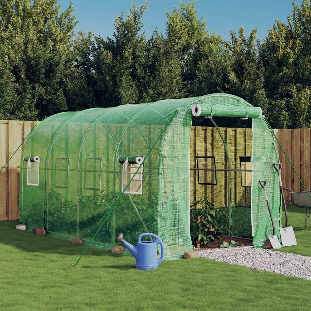 Kas met stalen frame, groen, 8 m², 4 x 2 x 2 m, tuinhuisje, plantenkwekerij, serre, achtertuin, buiten, tuin, warme kamerplanten, kweekhuis 531