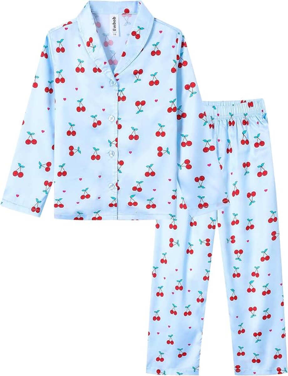 Pyjama voor meisjes en kinderen, schattige pyjamasets, satijnen pyjama voor meisjes van 5-14 jaar