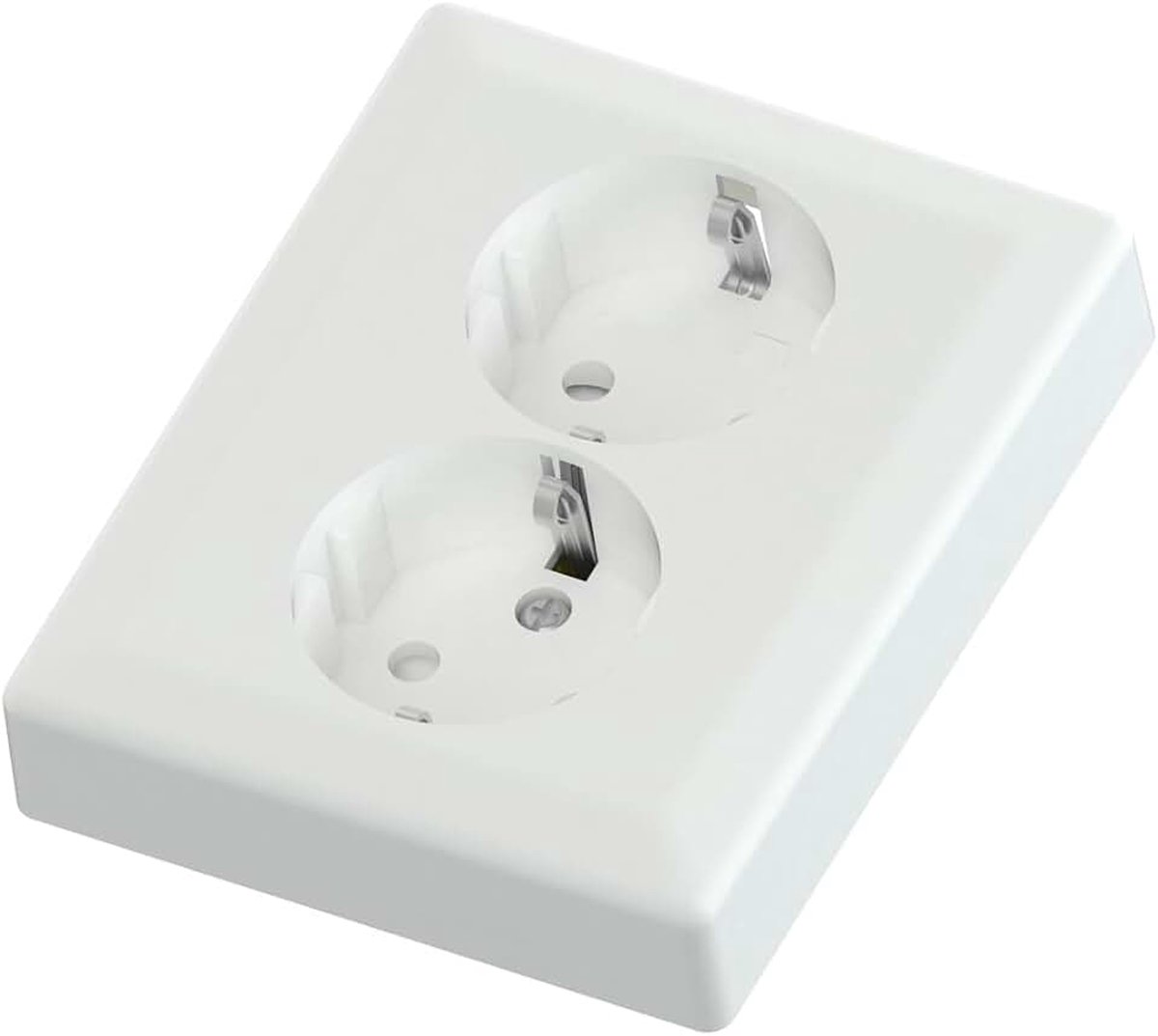 2-voudig Inbouw Stopcontact 16A 250V, Dubbele Wandcontactdoos Inbouw, 103 x 84 mm, Wit
