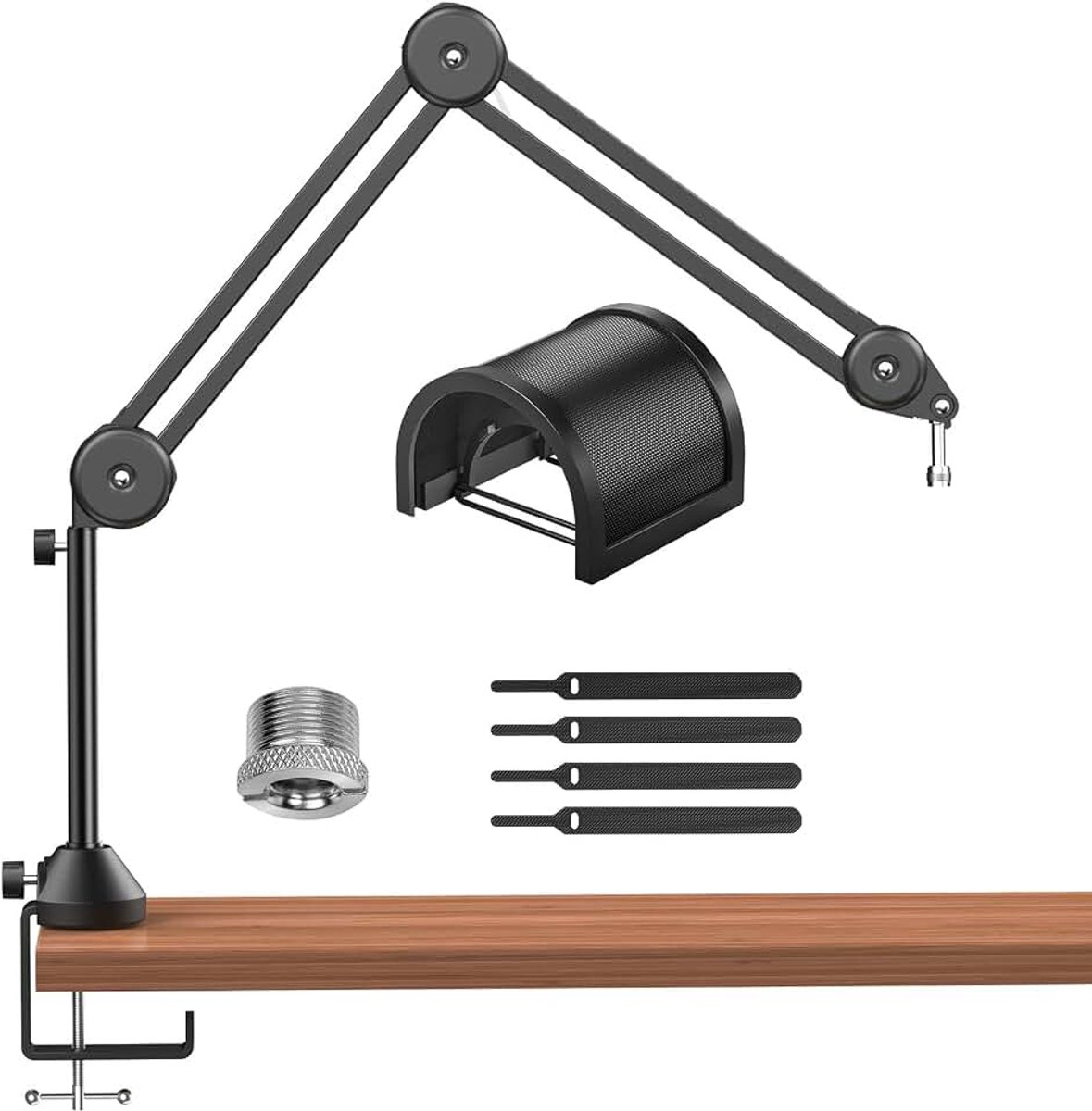 Microfoon Arm Stand Desk, Microfoon Arm Mic Microfono Arm met Extra Grote Pop Bescherming Kabelbinders Microfo T40