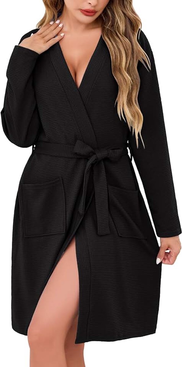 Dames ochtendjassen wafel korte badjas lichtgewicht luxe badjassen zachte loungewear nachtkleding spa en hotel voor het hele jaar S-3XXL