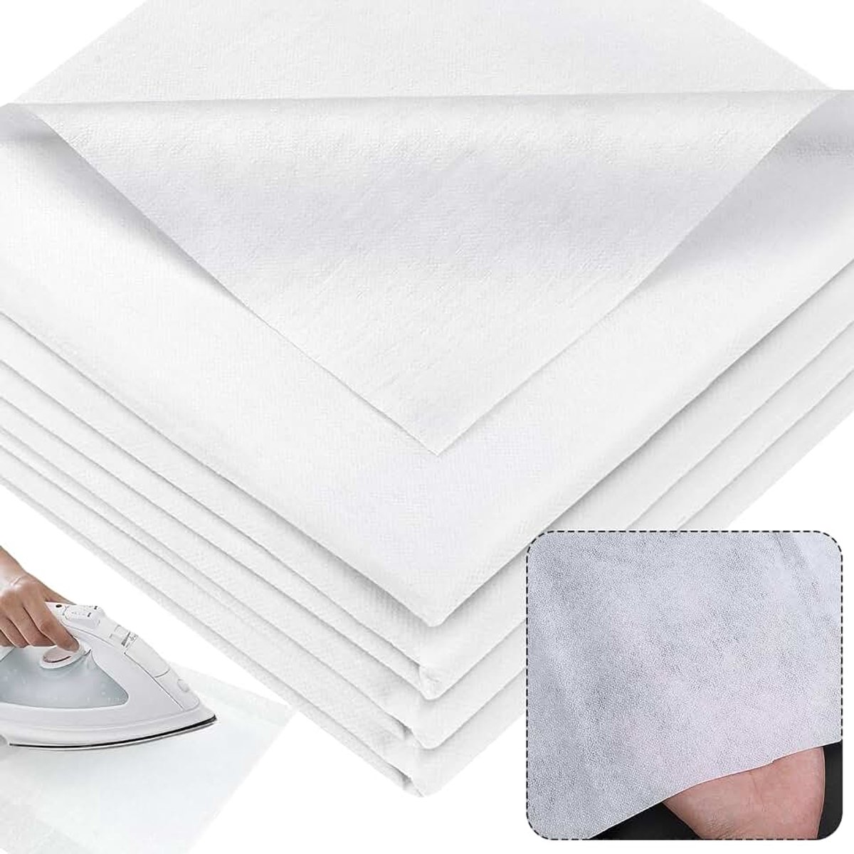 Strijkinzet om te versterken, 5 x 1 m, strijkvlies voor stof, opstrijkbare vliesstof, inlegstof wit, 55 g/m², vlies om op te strijken, voor strijkvouwen, naaihandwerk