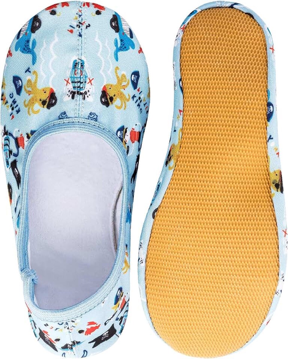 Gymnastiekschoenen met piratenmotief in lichtblauw (maat 24-40), gymnastiekschoenen voor meisjes en jongens, ademend en antislip