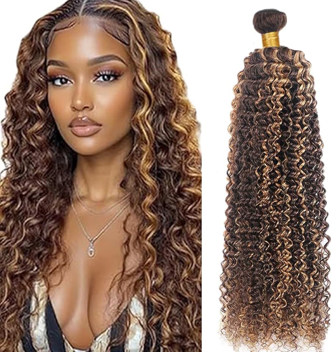 Kinky Curly Mensenhaar Extensions Double Weft 1B Natural Black Human Hair Bundles Soft and Silky Remy Hair Extension Minimal Tangle For Women 34 Inch