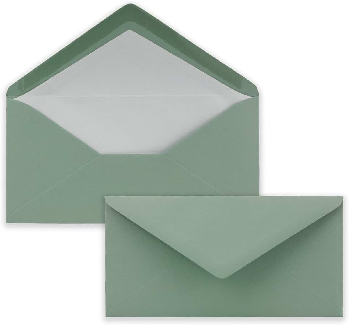 25 x DIN Lang enveloppen - Eucalyptus met witte zijden voering - 11x22 cm - 110 g/m² - ideaal voor uitnodigingen, kerstkaarten, wenskaarten uit de serie Farbenfroh