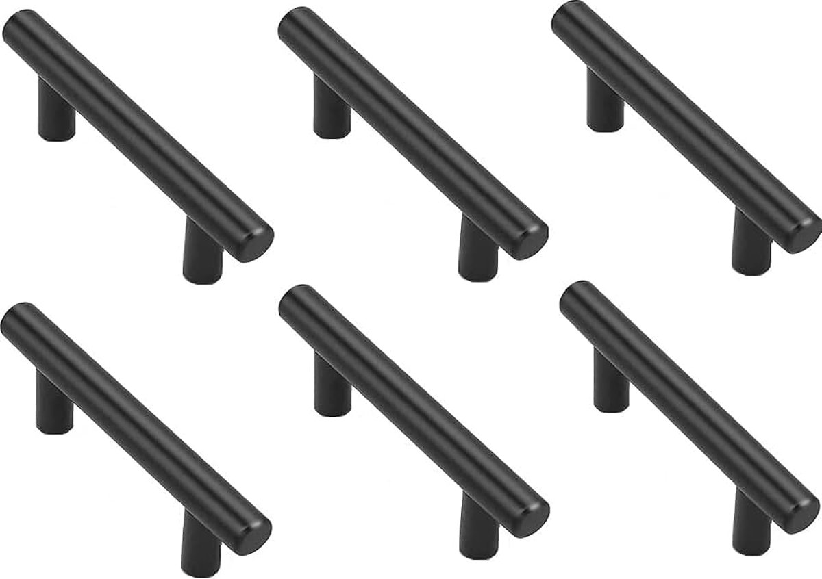 6 x roestvrijstalen handgrepen, meubelgreep, stanggrepen, boorgatafstand 64 mm, relinggrepen voor kast, kastlade, kledingkast en kastdeur