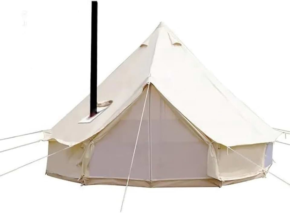 4 m / 5 m 900D Oxford Bell tent met dubbel fornuisgat (dak en zijwand) voor glamping familiecamping