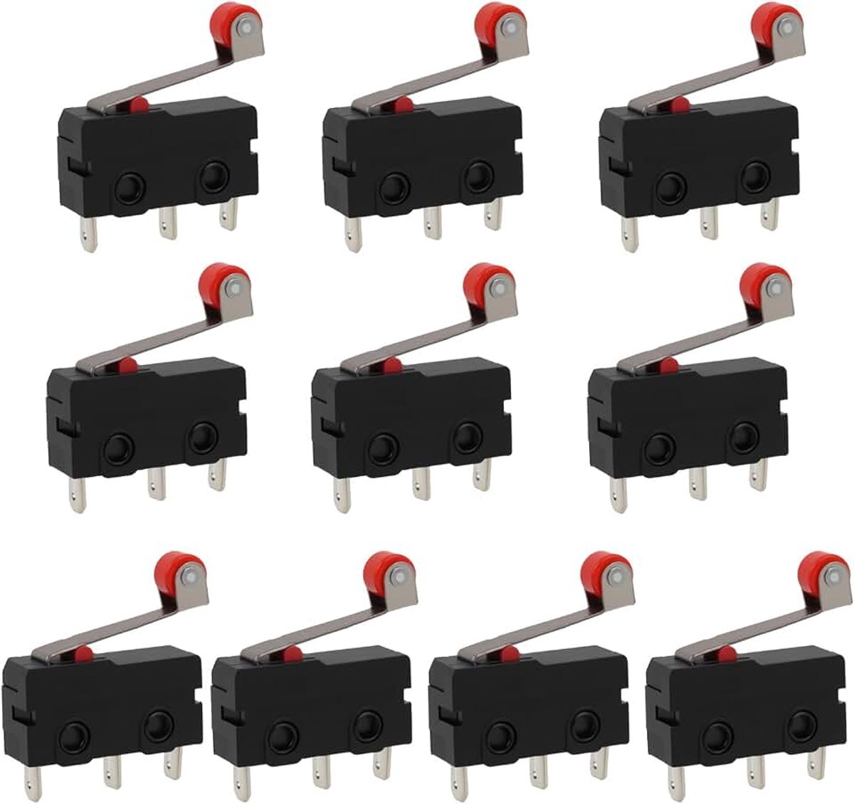 10 Stks Micro Schakelaar In Plastic 220V Met Rolhendel SPDT | Micro Eindschakelaar 1NO 1NC | Miniatuur Schakelaar 5A Voor Elektronica En Machines 3 Polig, Schakelaar Opener