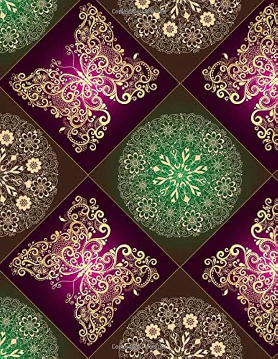 Lace circles and gold butterflies Seamless Notebook 100 pages (Composition Book Journal) (8.5" x 11" Large Size)