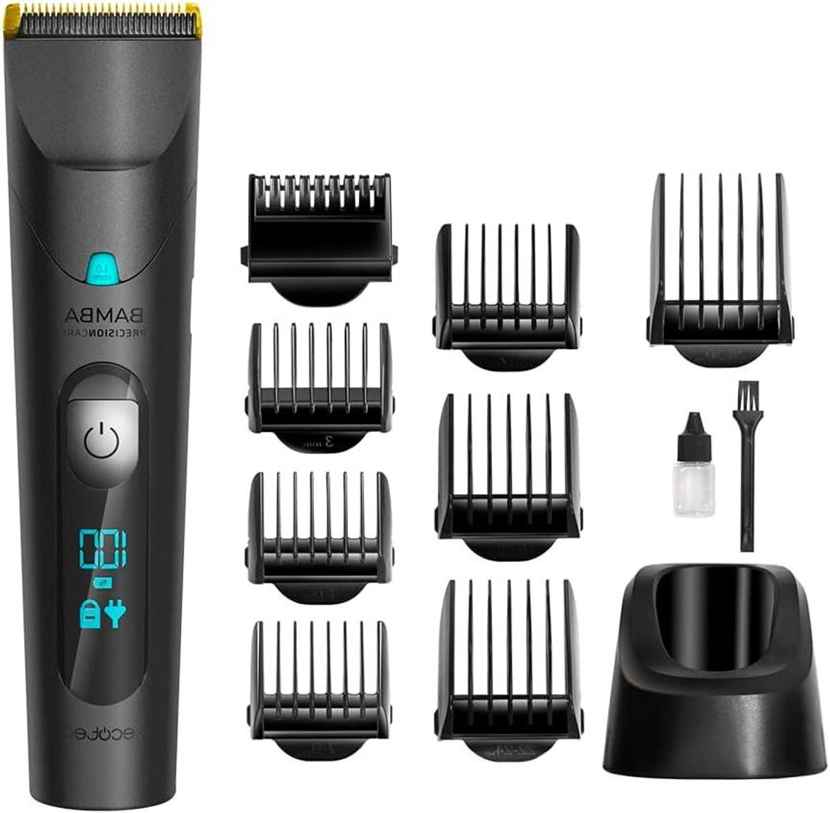 Haartrimmer Lithium - Kapper Set - Thuis Kapsel Maken - Titanium Gecoate Bladen - 120 Min Gebruik - Zwart