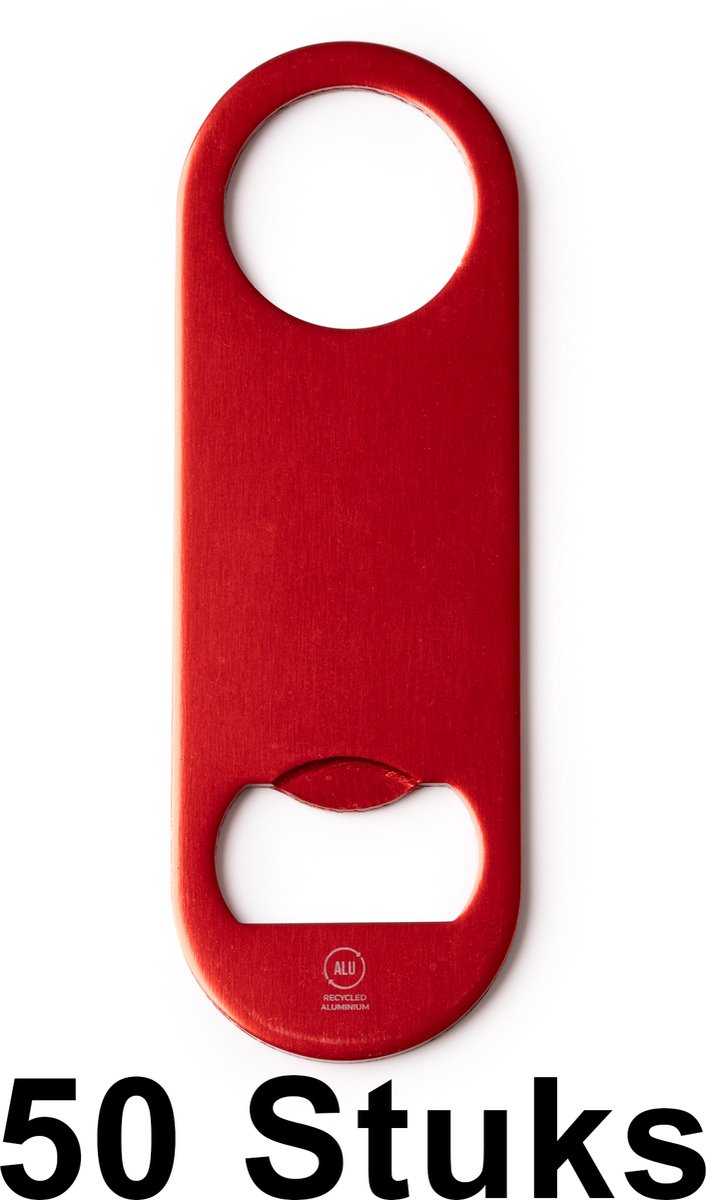 50 pack voordeel pakket Klassieke opener van gerecycled aluminium DAVY 1396 Rood