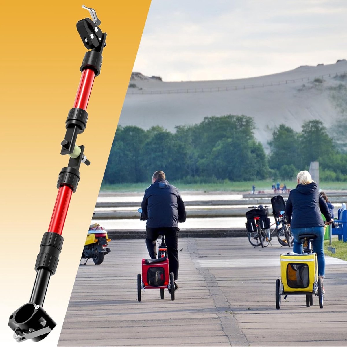 Fietskar Koppeling - Aanhanger Adapter - Bagage Transport - 270 Graden Rotatie - 50 cm - Rood