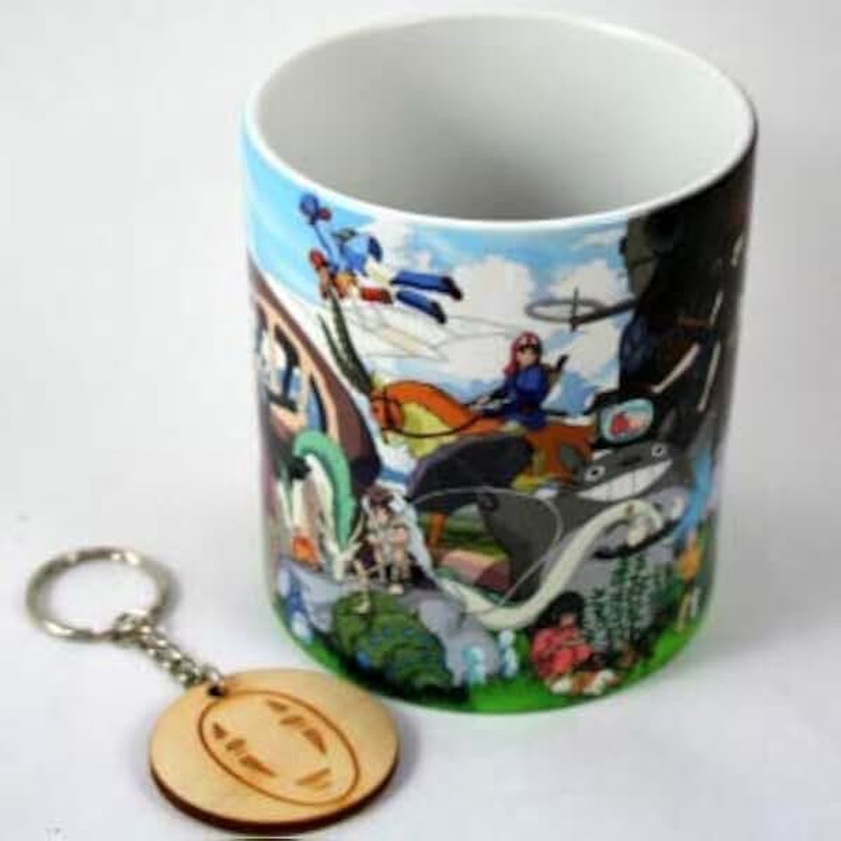 Mok met anime-studio-print, 350 ml, met sleutelhanger uit hetzelfde thema