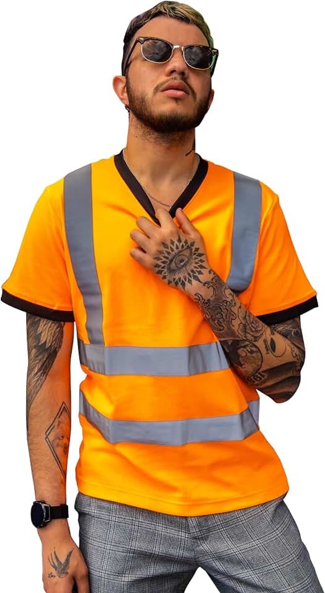 High Visibility T-shirt - Reflecterend Waarschuwingsshirt - High Visibility Shirt - Veiligheids-T-shirt - Werkshirt - Heren High Visibility Shirt - Werkkleding T-shirt