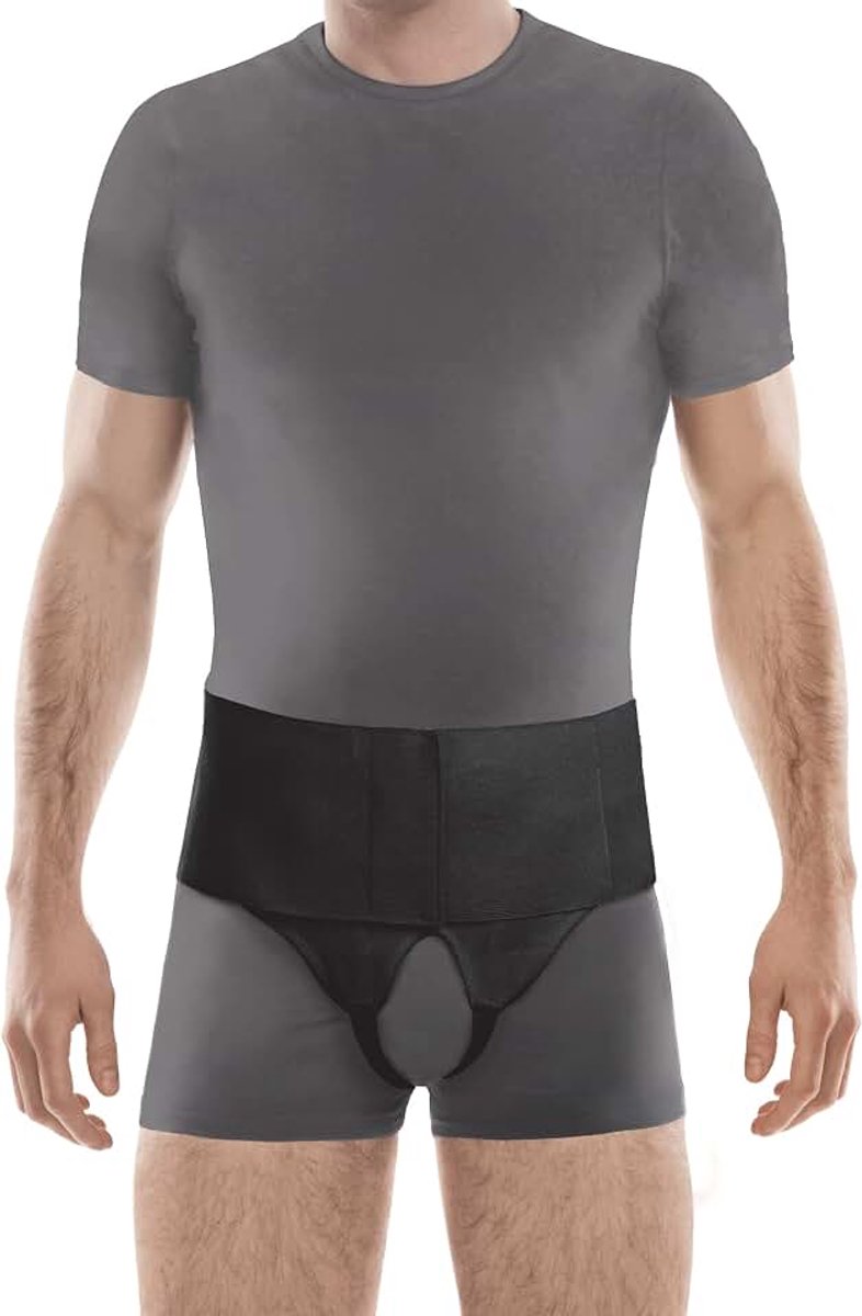 – Hernia – Liesbreuk – Bilaterale ondersteuning voor reducibele hernia's, verstelbaar voor optimaal comfort en gerichte compressie, voor mannen en vrouwen – XS, zwart