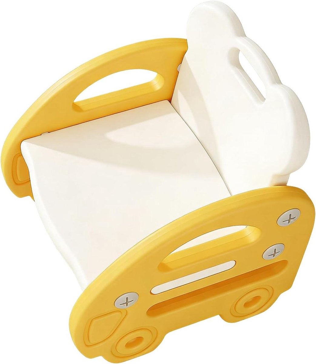 Kinderstoel Auto - Kindertroon Krukje - Zelfstandig Zitten - Concentratie Bevorderend Ontwerp - 33 x 15 x 33 cm - Geel