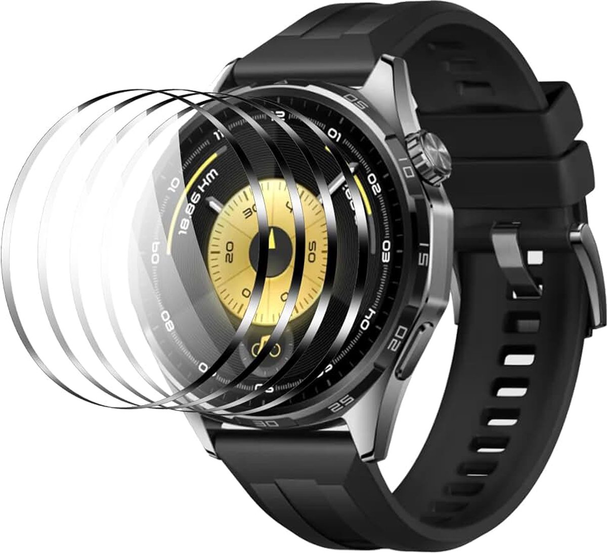 ZZjoOoj 4 stuks beschermfolie voor HUAWEI Watch GT 6 46mm voor beschermglas, vrij van krassen, 9H hardheid, HD-schermbeschermer, 0,26 mm ultrahelder, ultrabestendig