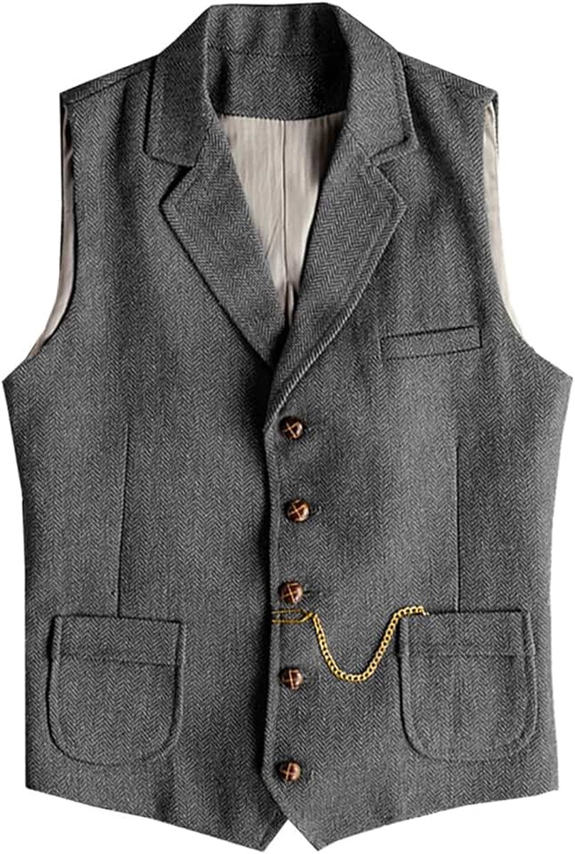 Herringbone Tweed herenpak, vest, wol, slim fit, vest, wol
