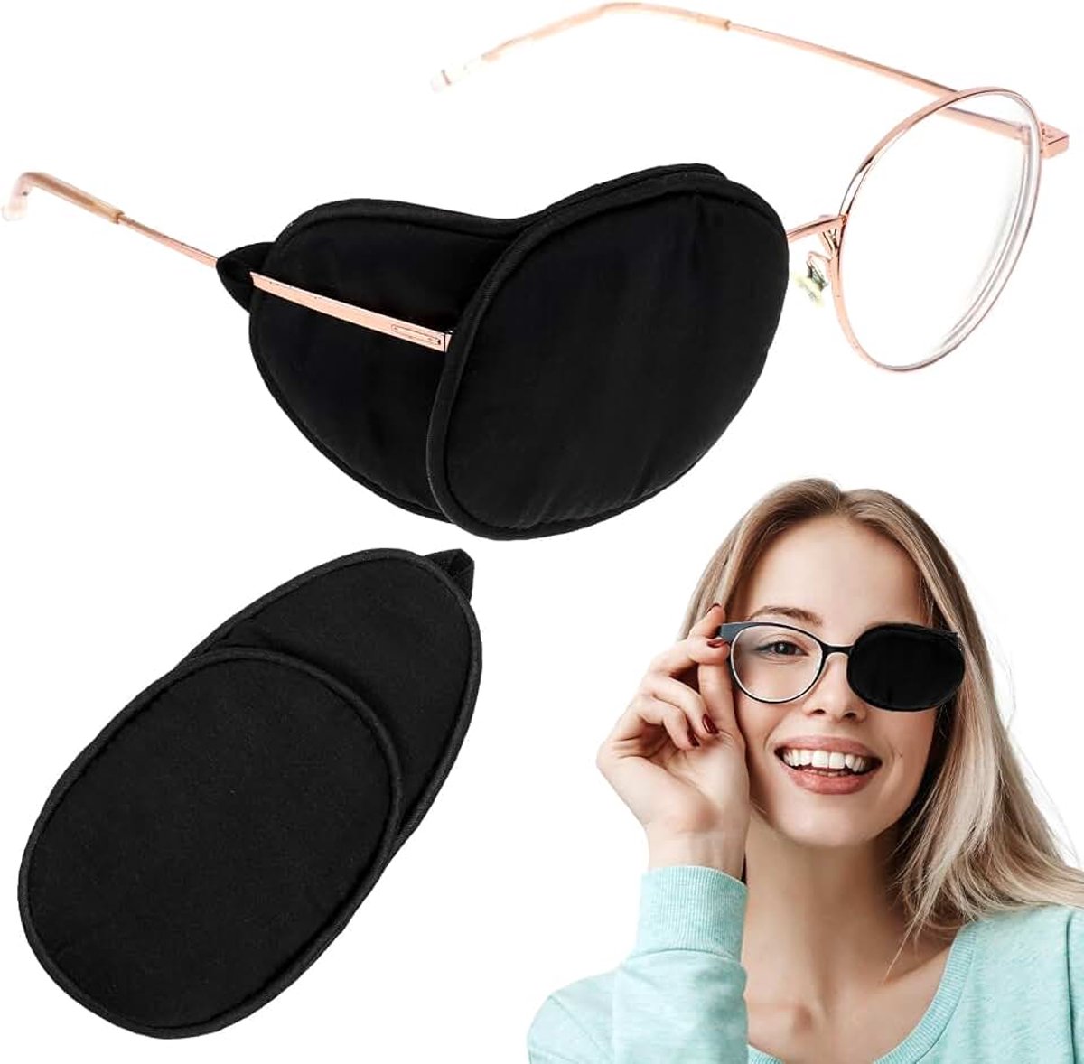 2 stuks oogpleisters voor volwassenen en kinderen, zachte brilpleister voor links en rechts, verband voor zwakke ogen, verduisteringsdekking voor amblyopie, strabismus, na cataract, dames heren