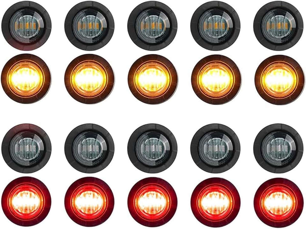 Zijmarkering Licht Licht Achter achterste signaalindicator, rode barnsteen LED -trailer markerverlichting, waterdicht voor trailer Truck Van pick -up ATV UTV RV