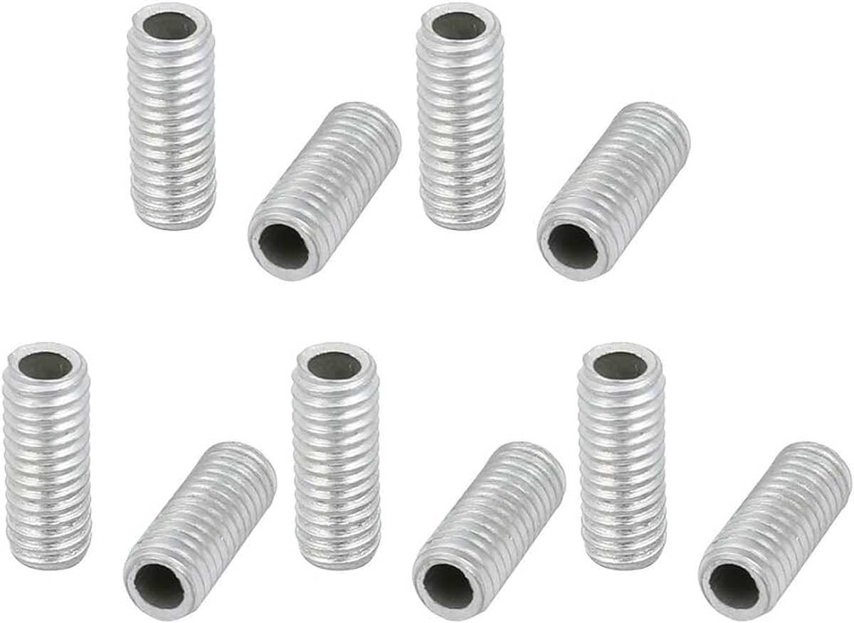 Sourcing map Holle schroefdraadstang, M6, schroefdraad, 15 mm, lengte lamp, slang, nippel, voor reparatie van lampen, kroonluchters, verzinkt, zilver, 10 stuks