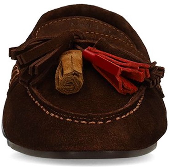 Manfield Manfield - Dames - Donkerbruine suède loafers - Maat 36 | bol