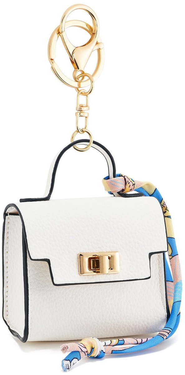 Namajunas - sleutelhanger - mini tas - portemonnee - hanger - tas hanger - bag charm - accessoire - tasje voor sleutels en munten - karabijnhaak - cadeau - fashion - wit