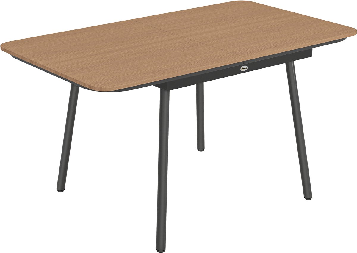 Tuintafel 140x80x75 cm voor 6 Personen Teak, Grote Buiten Eettafel, Weerbestendige Terrastafel, Tuinmeubel Tafel met Verstelbare Poten, Moderne Outdoor Tafel voor Tuin, Balkon, Terras en Veranda
