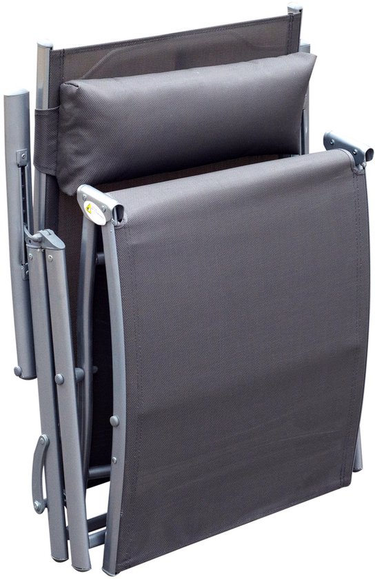 Buitenligstoel 137×63,5×100,5 cm grijs metalen frame relaxstoel tuinstoel stoel voor middagrust opvouwbaar ontwerp stabiel duurzaam eenvoudig te reinigen voor tuin balkon camping strand zwembad — afbeelding 4
