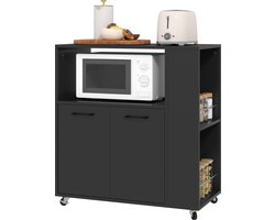HOMCOM Keukenwagen - Spaanplaat - 75x40x80,5cm - Zwart
