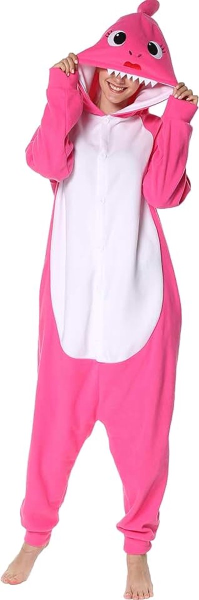 Haai-romper voor volwassenen, pyjama, dierenkostuum, cosplay, Halloween, Kerstmis, jumpsuit, pyjama voor vrouwen en mannen