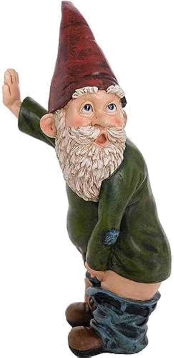 15cm Tuinkabouter Ornament, Grappige Plassende Kabouter Ondeugende Tuinkabouter voor Gazon Ornamenten, Indoor of Outdoor Decoraties