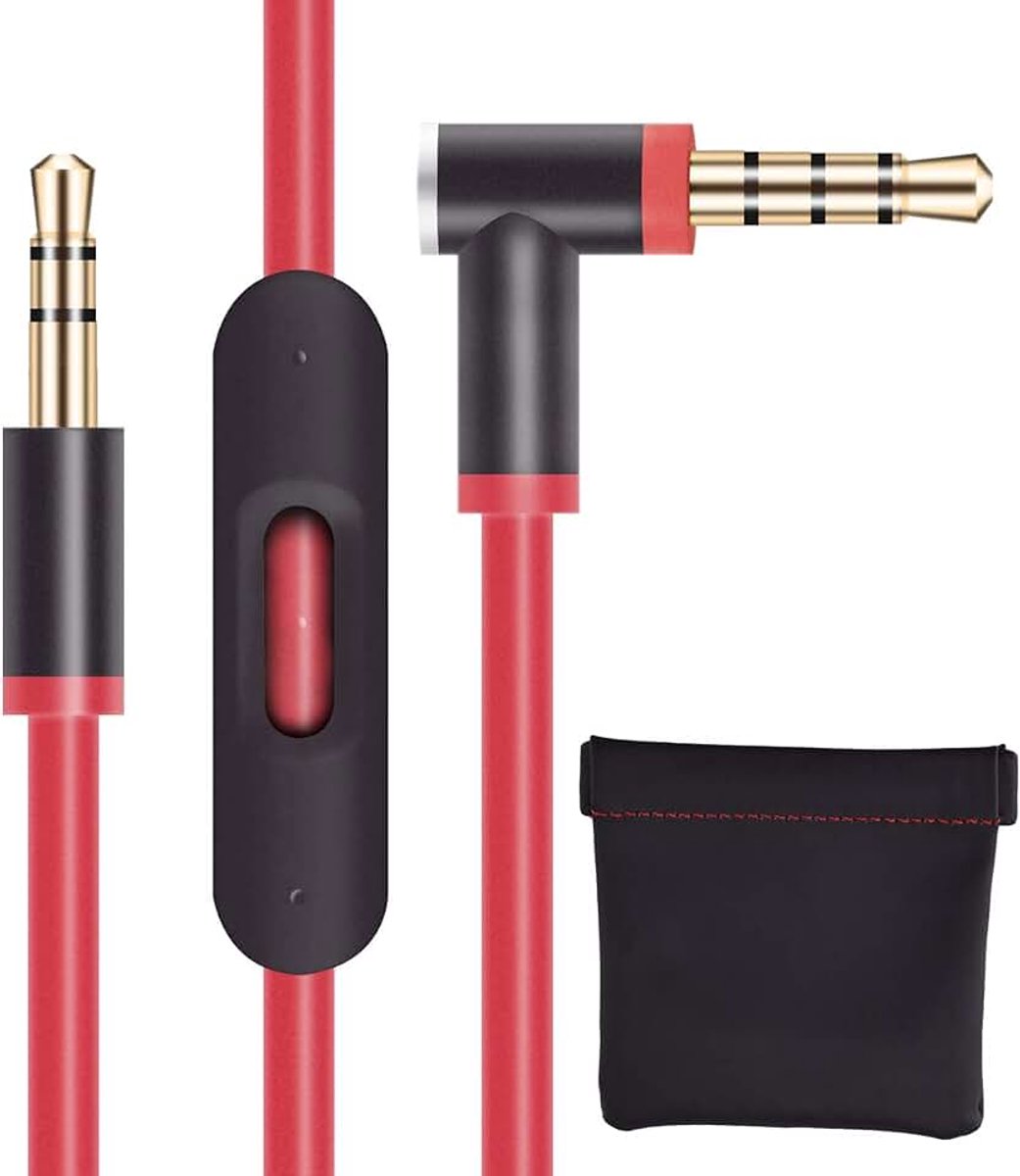 Kabel voor Dr Dre Beats Monster hoofdtelefoon afstandsbediening kabel Pro Solo Studio Mixr Aux Hilfs Lead (zwart & rood)