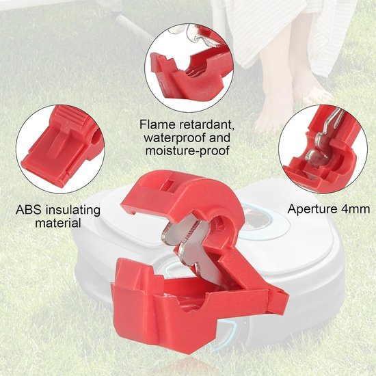 Verpakking van 20 stuks - Aansluitklemmen - Aansluitklemmen voor robotmaaiers - Kabelklemmen en connectoren - T-vormige aftakconnectoren - Geschikt voor Husqvarna, Gardena en robotmaaiers - Rood — afbeelding 3