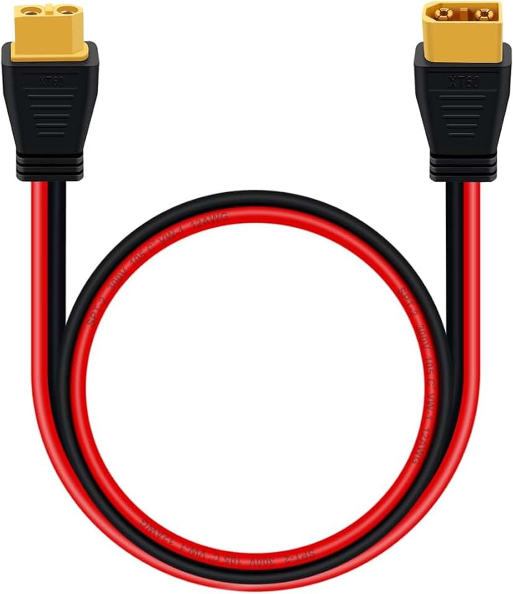 XT60 Mannelijk naar Vrouwelijk 12AWG Kabelverlenging XT60 voor RC Batterij, Draagbare Krachtstation, Batterij (2 m)