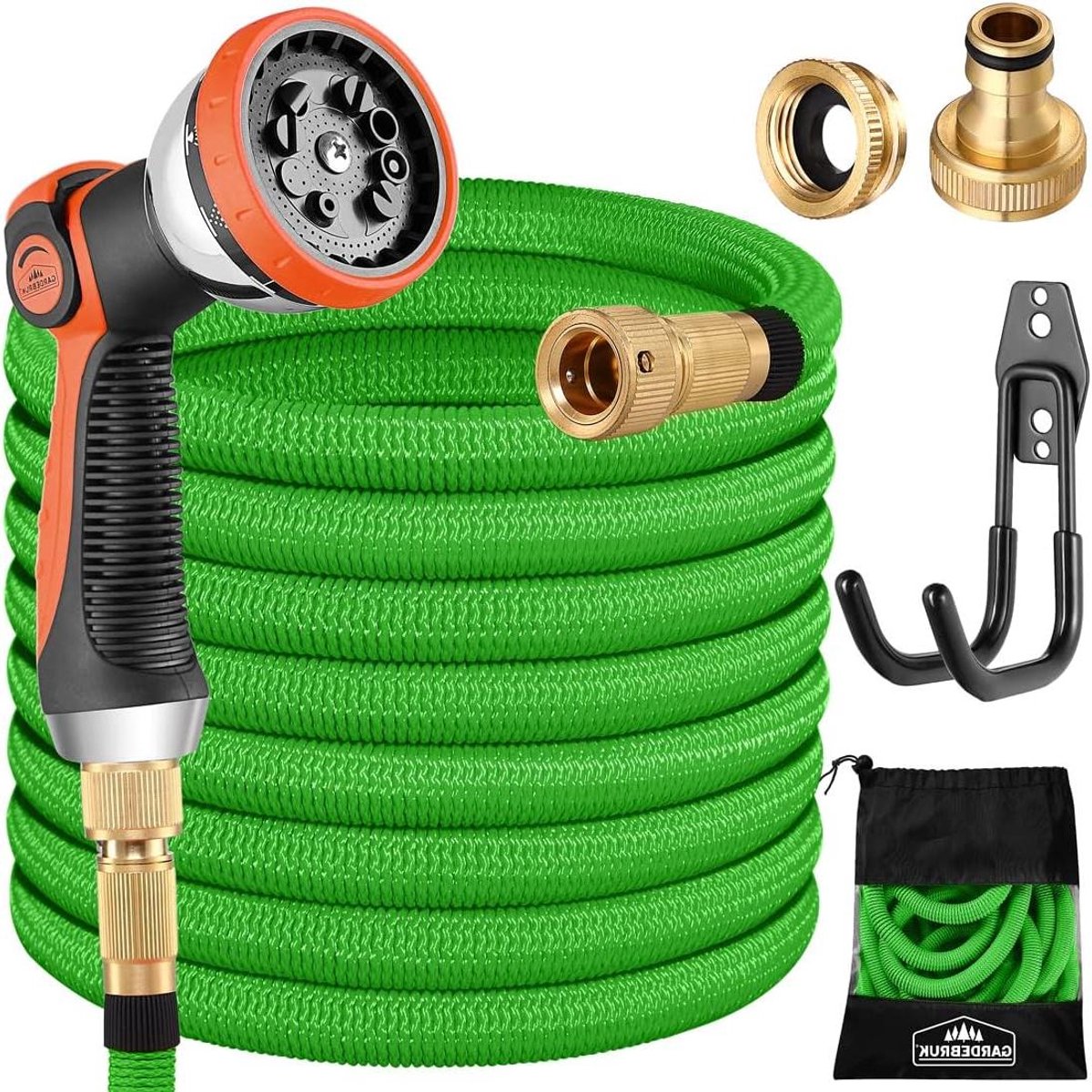 Tuinslang Flexibel - Waterslang Uitrekbaar - Tuin Besproeien - Messing Adapters - 30 Meter - Groen
