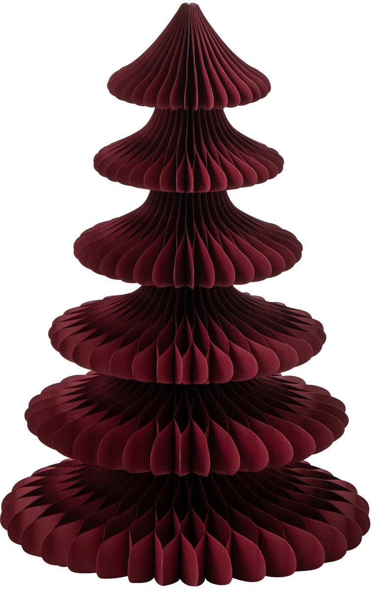 J-Line decoratie Boom - papier - bordeaux - medium