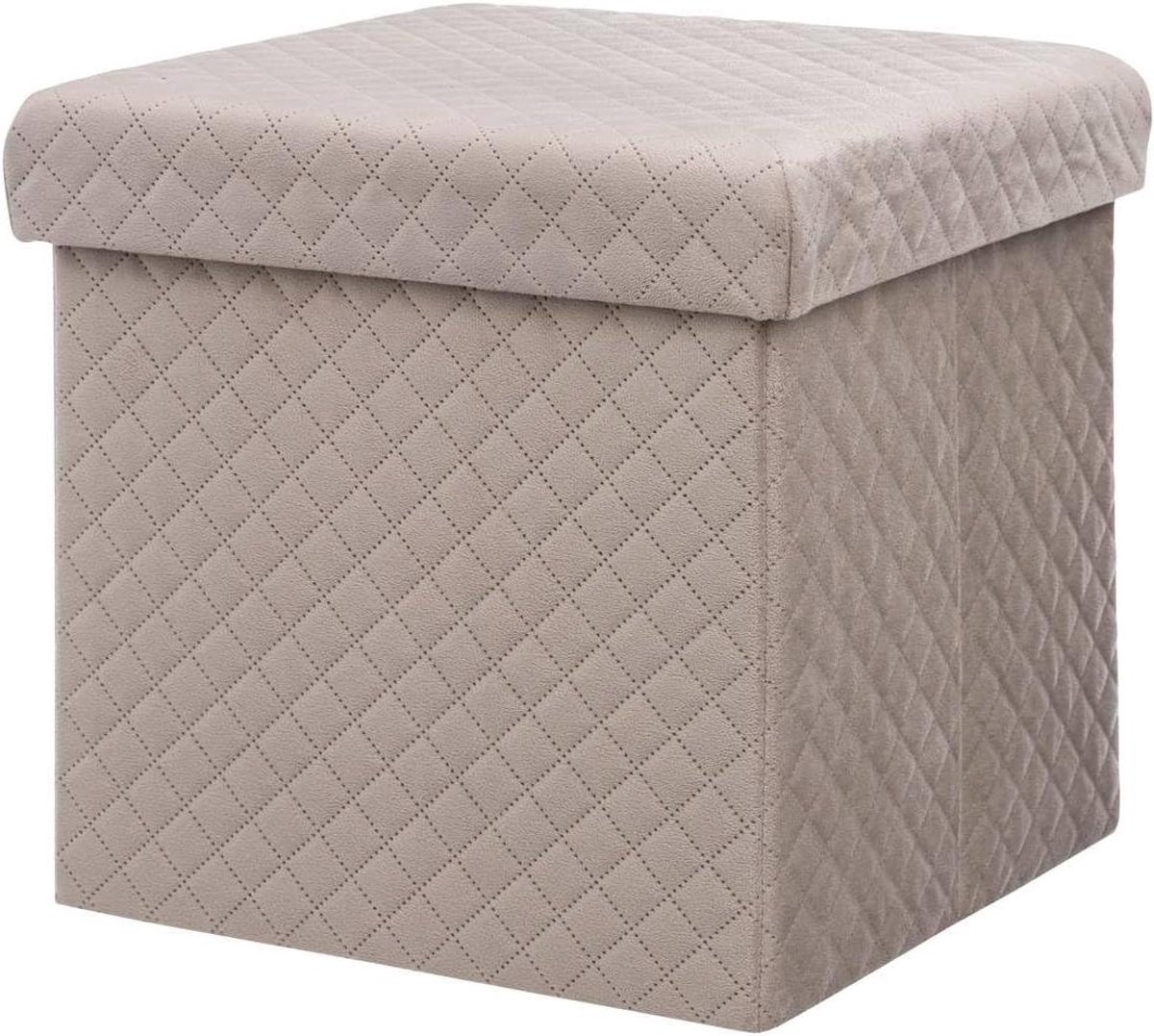 Zitzak Opbergdoos - Poef Voetenbank - Opruimen en Zitten - 2-in-1 Functionaliteit - 31x31x30 cm - Beige