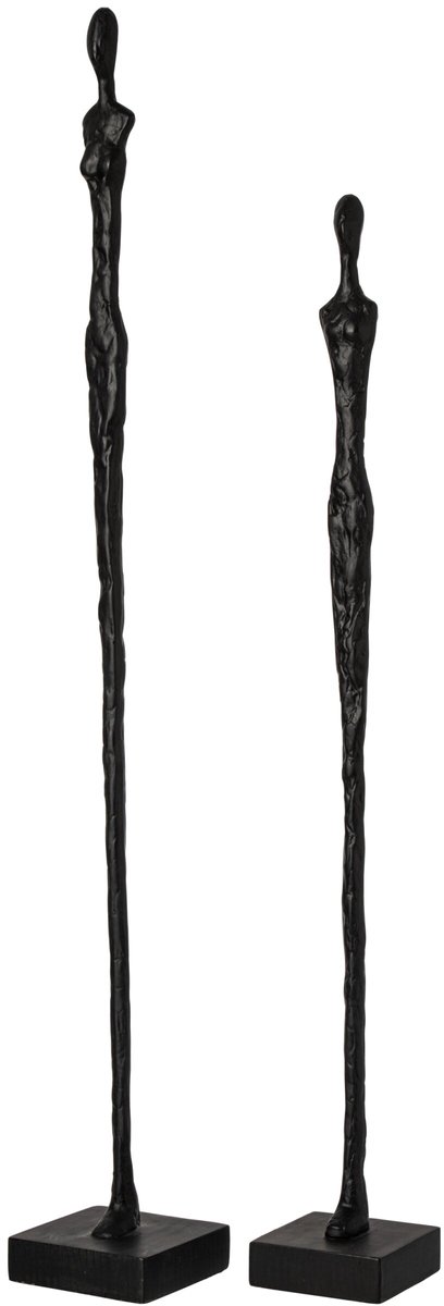 J-Line Abstracte personen op voet - polyresin - zwart - set van 2