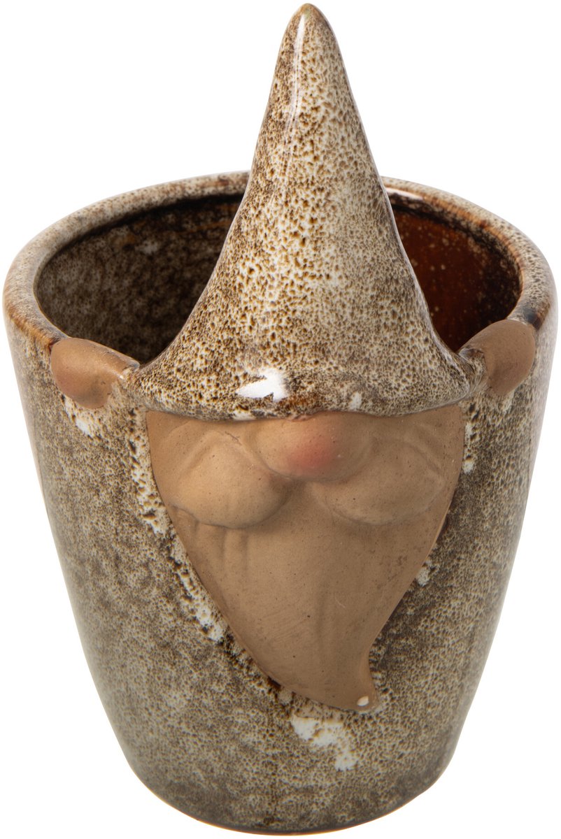 J-Line bloempot Kabouter - steengoed - beige - small
