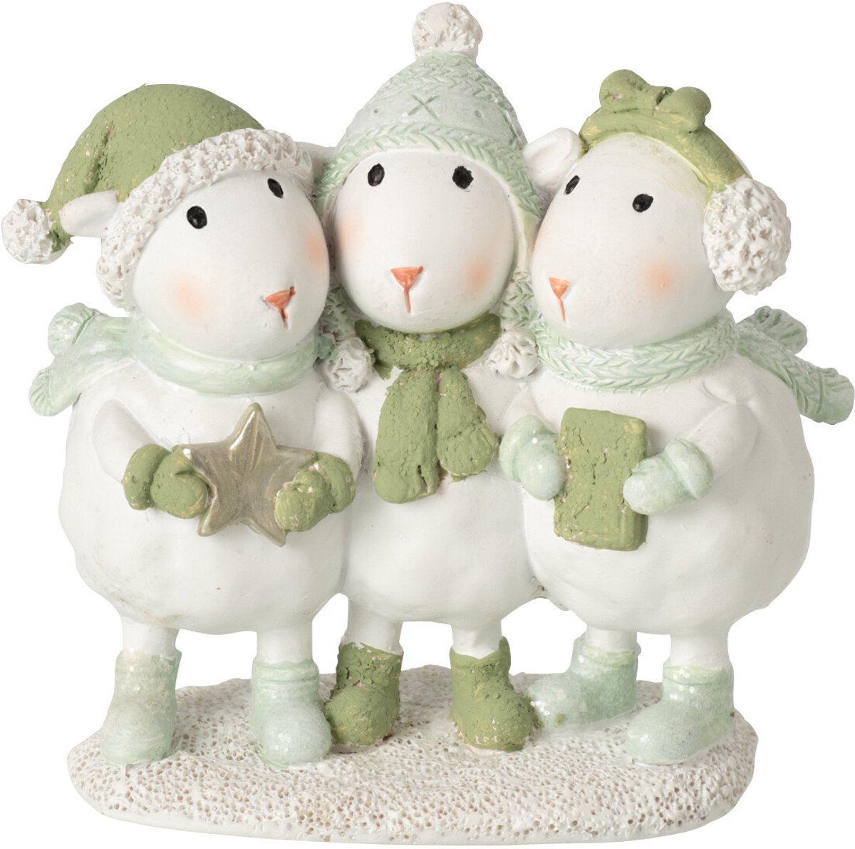 J-Line Winters schaap - steen - wit/groen