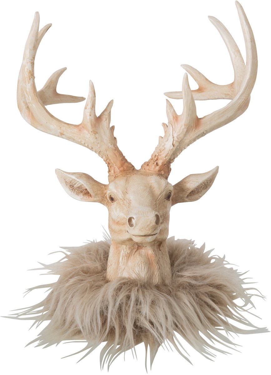 J-Line decoratie Rendier - polyresin - lichtbeige - small