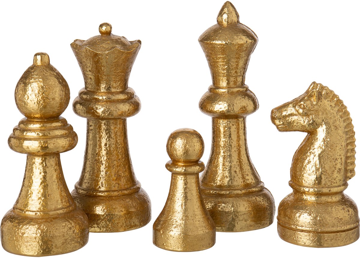 J-Line Schaakstukken - polyresin - goud - set van 5