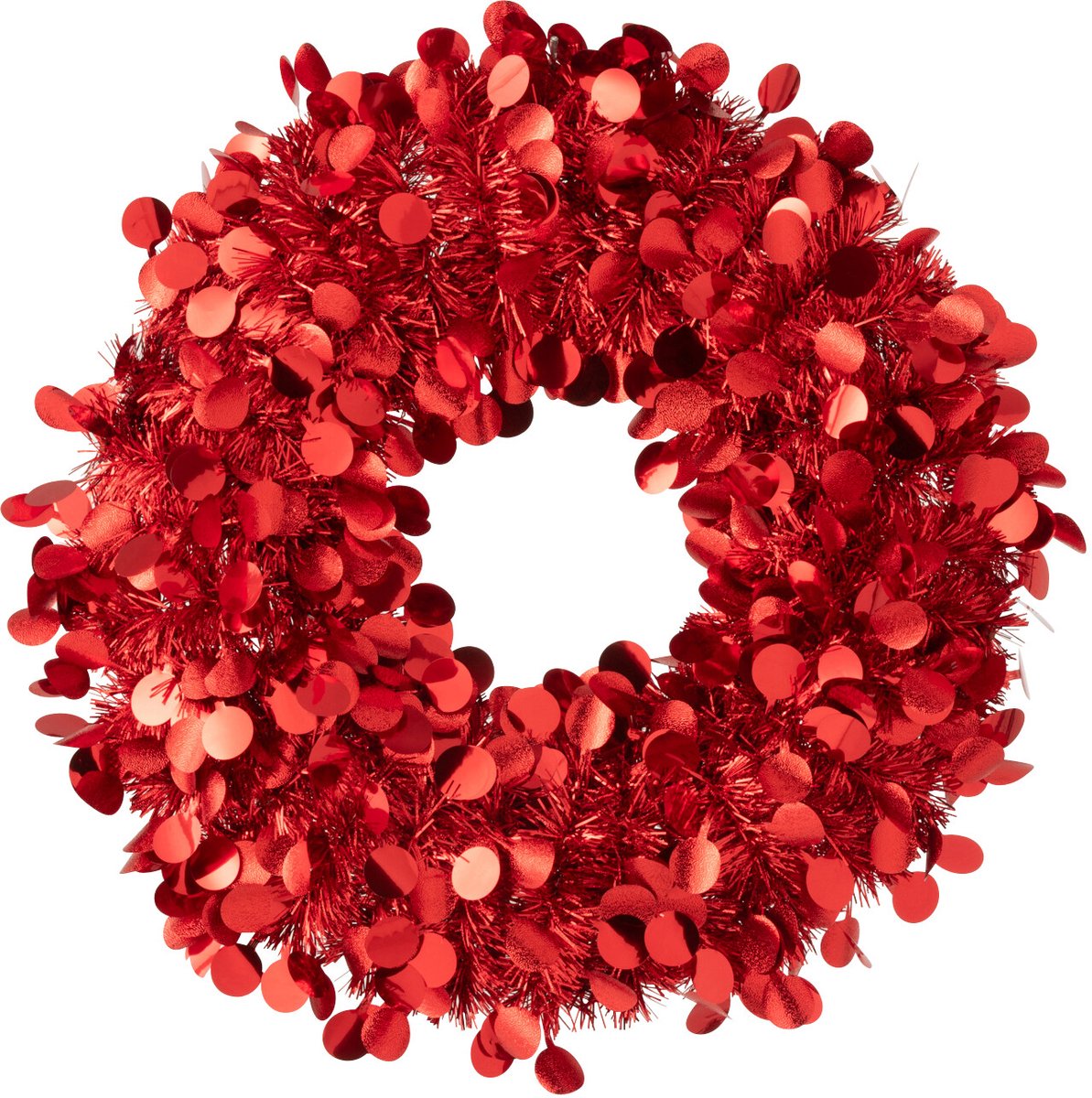 J-Line decoratie krans Sprankelend - polystyreen - rood - small