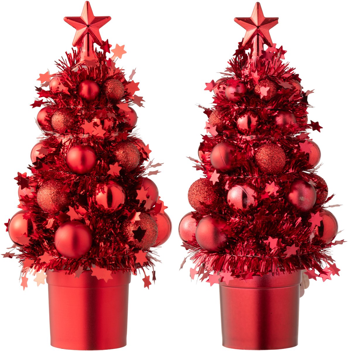 J-Line decoratie kerstboom Kerstballen - polystyreen - kerstrood - 2 stuks